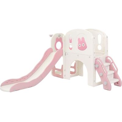 Joyz Toboggan Enfants avec Structure d'Escalade, Aire de Jeux 5 en 1 avec Panier de Basket, Télescope, Allée, Tunnel et Espace de Stockage, Intérieur et Extérieur, Dès 3 Ans, Plastique HDPE Rose Joyz Toboggan Enfants avec Structure d'Escalade, Aire de Jeux 5 en 1 avec Panier de Basket, Télescope, Allée, Tunnel et Espace de Stockage, Intérieur et Extérieur, Dès 3 Ans, Plastique HDPE Rose