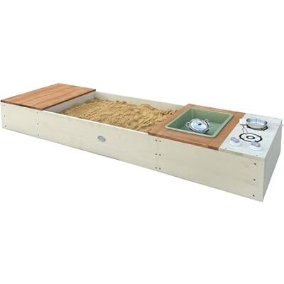 AXI Pippa Bac À Sable En Bois Beige/Marron Avec Cuisine, Banc, Assise Et Espace De Rangement – Set De Cuisine Jouet 6 Pièces Avec Bâche De Fond Et Housse De Protection 160 X 50 X 20 Cm AXI Pippa Bac À Sable En Bois Beige/Marron Avec Cuisine, Banc, Assise Et Espace De Rangement – Set De Cuisine Jouet 6 Pièces Avec Bâche De Fond Et Housse De Protection 160 X 50 X 20 Cm