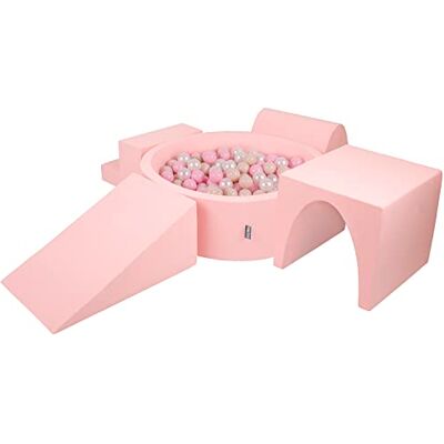 KiddyMoon Aire De Jeux En Mousse Avec Rond Piscine À Balles (200 Balles) Fosses À Boules Pour Enfants Jouets Parcours Obstacles, Fabriqué En UE, Rose:Beige Pastel/Rose Poudré/Perle KiddyMoon Aire De Jeux En Mousse Avec Rond Piscine À Balles (200 Balles) Fosses À Boules Pour Enfants Jouets Parcours Obstacles, Fabriqué En UE, Rose:Beige Pastel/Rose Poudré/Perle