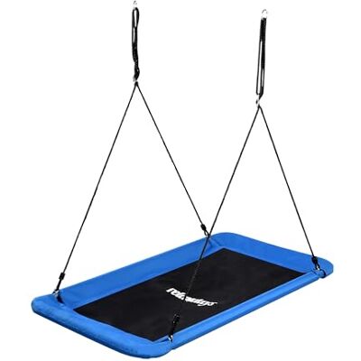 Relaxdays Nid de balançoire rectangulaire pour enfants et adultes, max 150 kg, 150 x 80 x 165 cm, bleu Relaxdays Nid de balançoire rectangulaire pour enfants et adultes, max 150 kg, 150 x 80 x 165 cm, bleu