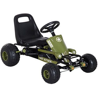 HOMCOM Kart à pédales jouet siège réglable embrayage pour 3-6 ans Vert HOMCOM Kart à pédales jouet siège réglable embrayage pour 3-6 ans Vert
