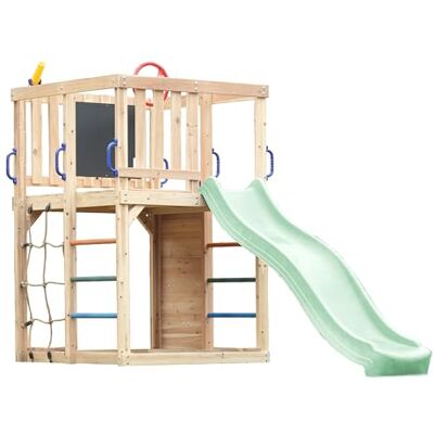 AXI Sam Aire De Jeux En Bois, Toboggan Vert Pastel Structure D'Escalade Pour Enfants Avec Mur D'Escalade, Filet Et Barres De Suspension Accessoires Inclus Équipement De Jeux Pour Le Jardin AXI Sam Aire De Jeux En Bois, Toboggan Vert Pastel Structure D'Escalade Pour Enfants Avec Mur D'Escalade, Filet Et Barres De Suspension Accessoires Inclus Équipement De Jeux Pour Le Jardin