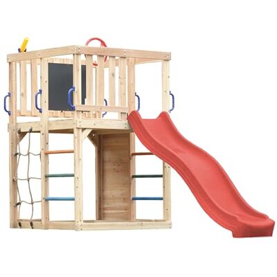 AXI Sam Aire De Jeux En Bois, Toboggan Rouge Structure D'Escalade Pour Enfants Avec Mur D'Escalade, Filet Et Barres De Suspension Accessoires Inclus Équipement De Jeux Pour Le Jardin AXI Sam Aire De Jeux En Bois, Toboggan Rouge Structure D'Escalade Pour Enfants Avec Mur D'Escalade, Filet Et Barres De Suspension Accessoires Inclus Équipement De Jeux Pour Le Jardin