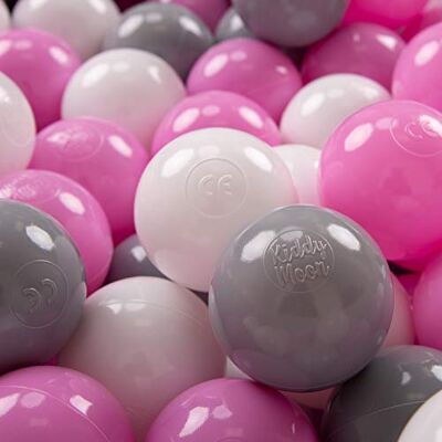 KiddyMoon 50 ∅ 7Cm Balles Colorées Plastique Pour Piscine Enfant Bébé Fabriqué En EU, Gris/Blanc/Rose KiddyMoon 50 ∅ 7Cm Balles Colorées Plastique Pour Piscine Enfant Bébé Fabriqué En EU, Gris/Blanc/Rose