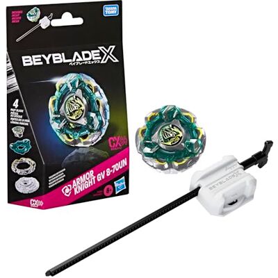 Hasbro Beyblade X Starter Pack Fortress Knight GV 8-70UN CX Infinity, toupie Takara Tomy de type défense avec lanceur, toupies de compétition, dès 8 ans Hasbro Beyblade X Starter Pack Fortress Knight GV 8-70UN CX Infinity, toupie Takara Tomy de type défense avec lanceur, toupies de compétition, dès 8 ans