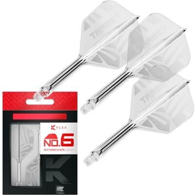 Target Darts Patterned K-Flex No.6 Flights & Shafts, Alle Maten Short/Intermediate/Medium, Zwart/Transparant/Rood, patroon, All-in-One Dart Flight-Schaft-Systeem, Kflex Target Darts Patterned K-Flex No.6 Flights & Shafts, Alle Maten Short/Intermediate/Medium, Zwart/Transparant/Rood, patroon, All-in-One Dart Flight-Schaft-Systeem, Kflex