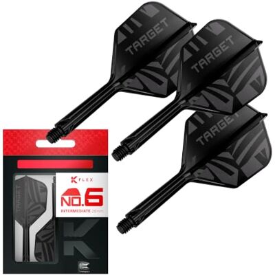 Target Darts Patterned K-Flex No.6 Flights & Shafts, Alle Maten Short/Intermediate/Medium, Zwart/Transparant/Rood, patroon, All-in-One Dart Flight-Schaft-Systeem, Kflex Target Darts Patterned K-Flex No.6 Flights & Shafts, Alle Maten Short/Intermediate/Medium, Zwart/Transparant/Rood, patroon, All-in-One Dart Flight-Schaft-Systeem, Kflex