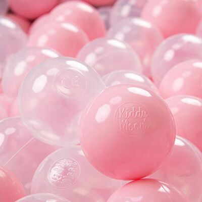 KiddyMoon 100 ∅ 7Cm Balles Colorées Plastique Pour Piscine Enfant Bébé Fabriqué En EU, Rose Poudré/Transparent KiddyMoon 100 ∅ 7Cm Balles Colorées Plastique Pour Piscine Enfant Bébé Fabriqué En EU, Rose Poudré/Transparent