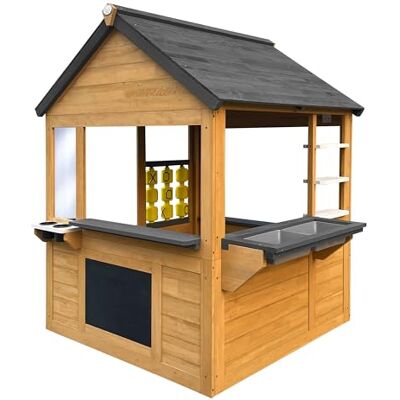 AXI Lynn Maisonnette En Bois, Marron/Anthracite Maisonnette De Jardin Pour L'Extérieur, Bois De Pruche Fsc 100% Maison De Jeux Avec Cuisine Pour Enfants AXI Lynn Maisonnette En Bois, Marron/Anthracite Maisonnette De Jardin Pour L'Extérieur, Bois De Pruche Fsc 100% Maison De Jeux Avec Cuisine Pour Enfants