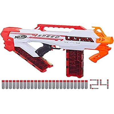 Nerf F4929 Blaster motorisé ultra rapide, compatible avec Ultra Darts, Multicolore, 24 fléchettes AccuStrike Nerf F4929 Blaster motorisé ultra rapide, compatible avec Ultra Darts, Multicolore, 24 fléchettes AccuStrike