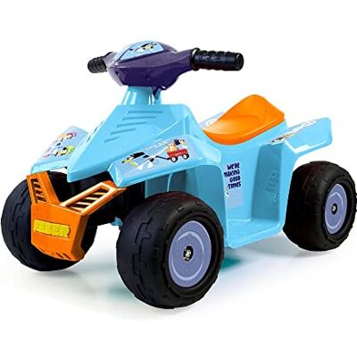 Feber Quad Racy Bluey 6 V, voiture électrique pour garçons et filles de 18 mois à 3 ans, avec accélérateur, grandes roues pour stabilité, jusqu'à 40 min de batterie, chargeur inclus, célèbre Feber Quad Racy Bluey 6 V, voiture électrique pour garçons et filles de 18 mois à 3 ans, avec accélérateur, grandes roues pour stabilité, jusqu'à 40 min de batterie, chargeur inclus, célèbre