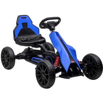 HOMCOM Kart pédales enfant voiture course siège réglable frein main bleu HOMCOM Kart pédales enfant voiture course siège réglable frein main bleu
