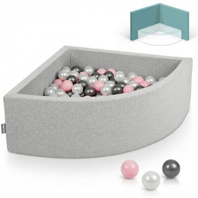 KiddyMoon 90X30cm/200 Balles Piscine À Balles ∅ 7Cm Pour Bébé Quart Angulaire Fabriqué En UE, Gris Clair: Perle/Rose Poudré/Argent KiddyMoon 90X30cm/200 Balles Piscine À Balles ∅ 7Cm Pour Bébé Quart Angulaire Fabriqué En UE, Gris Clair: Perle/Rose Poudré/Argent