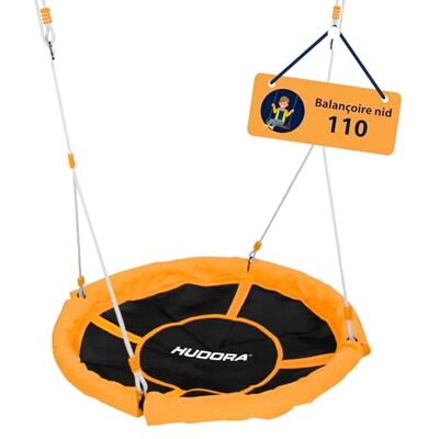 HUDORA Balançoire Nid 110 Balancelle verte/orange pour jusqu'à 100kg Balançoire suspendue de 110cm de diamètre pour intérieur & extérieur HUDORA Balançoire Nid 110 Balancelle verte/orange pour jusqu'à 100kg Balançoire suspendue de 110cm de diamètre pour intérieur & extérieur