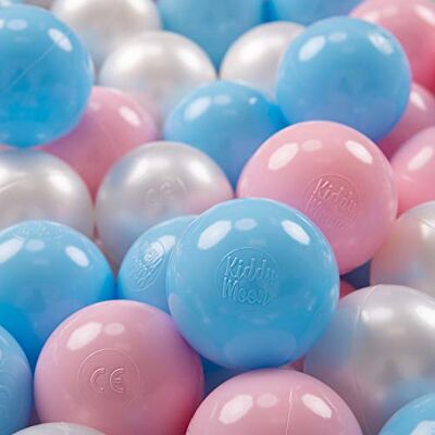 KiddyMoon 100 ∅ 7Cm Balles Colorées Plastique Pour Piscine Enfant Bébé Fabriqué En EU, Baby Blue/Rose Poudré/Perle KiddyMoon 100 ∅ 7Cm Balles Colorées Plastique Pour Piscine Enfant Bébé Fabriqué En EU, Baby Blue/Rose Poudré/Perle