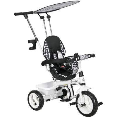 HOMCOM Tricycle Enfants Pare-Soleil Pliable 105 x 47 x 98 cm Blanc et Noir HOMCOM Tricycle Enfants Pare-Soleil Pliable 105 x 47 x 98 cm Blanc et Noir