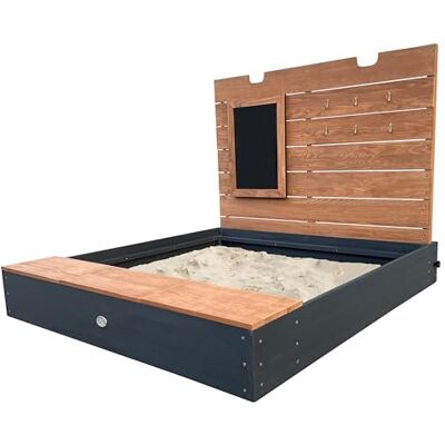 AXI Mandy Xl Bac À Sable En Bois Avec Banc 130 X 120 X 98 Cm, Espace De Rangement, Couvercle Et Tableau Noir Bac À Sable En Anthracite Et Marron Avec Tapis De Sol AXI Mandy Xl Bac À Sable En Bois Avec Banc 130 X 120 X 98 Cm, Espace De Rangement, Couvercle Et Tableau Noir Bac À Sable En Anthracite Et Marron Avec Tapis De Sol