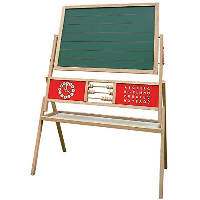 roba Tableau, Tableau sur Pied Rotatif avec Tableau d'Écriture Ligné, Tableau Magnétique, Horloge, ABC, Bois, Naturel roba Tableau, Tableau sur Pied Rotatif avec Tableau d'Écriture Ligné, Tableau Magnétique, Horloge, ABC, Bois, Naturel
