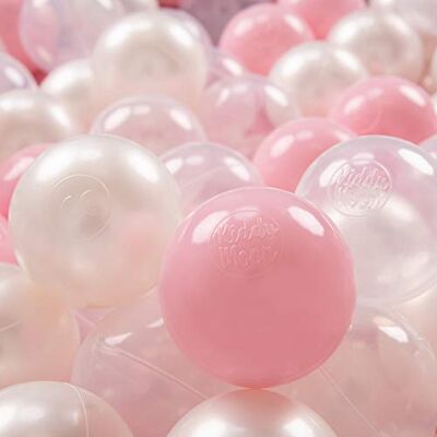 KiddyMoon 300 ∅ 7Cm Balles Colorées Plastique Pour Piscine Enfant Bébé Fabriqué En EU, Rose Poudré/Perle/Transparent KiddyMoon 300 ∅ 7Cm Balles Colorées Plastique Pour Piscine Enfant Bébé Fabriqué En EU, Rose Poudré/Perle/Transparent