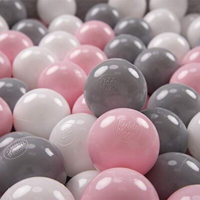 KiddyMoon 500 Balles/6Cm Colorées Plastique Pour Piscine Enfant Bébé Fabriqué En EU, Blanc/Gris/Rose Poudré KiddyMoon 500 Balles/6Cm Colorées Plastique Pour Piscine Enfant Bébé Fabriqué En EU, Blanc/Gris/Rose Poudré