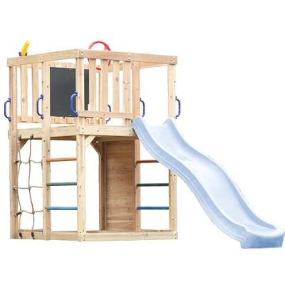 AXI Sam Aire De Jeux En Bois, Toboggan Bleu Pastel Structure D'Escalade Pour Enfants Avec Mur D'Escalade, Filet Et Barres De Suspension Accessoires Inclus Équipement De Jeux Pour Le Jardin AXI Sam Aire De Jeux En Bois, Toboggan Bleu Pastel Structure D'Escalade Pour Enfants Avec Mur D'Escalade, Filet Et Barres De Suspension Accessoires Inclus Équipement De Jeux Pour Le Jardin