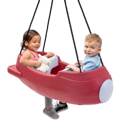 Step2 Rocket Swing Balançoire Fusée en Plastique Rouge Siège Balançoire avec Ceintures de Sécurité pour 2 Enfants, Charge Max 22,6 Kg Chacun Step2 Rocket Swing Balançoire Fusée en Plastique Rouge Siège Balançoire avec Ceintures de Sécurité pour 2 Enfants, Charge Max 22,6 Kg Chacun