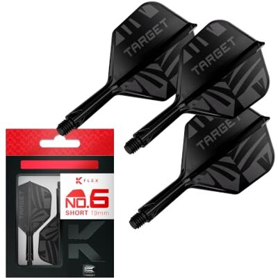 Target Darts Patterned K-Flex No.6 Flights & Shafts, Alle Maten Short/Intermediate/Medium, Zwart/Transparant/Rood, patroon, All-in-One Dart Flight-Schaft-Systeem, Kflex Target Darts Patterned K-Flex No.6 Flights & Shafts, Alle Maten Short/Intermediate/Medium, Zwart/Transparant/Rood, patroon, All-in-One Dart Flight-Schaft-Systeem, Kflex
