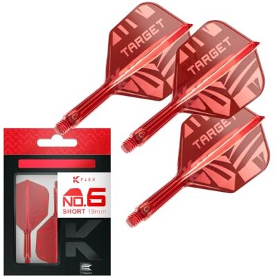 Target Darts Patterned K-Flex No.6 Flights & Shafts, Alle Maten Short/Intermediate/Medium, Zwart/Transparant/Rood, patroon, All-in-One Dart Flight-Schaft-Systeem, Kflex Target Darts Patterned K-Flex No.6 Flights & Shafts, Alle Maten Short/Intermediate/Medium, Zwart/Transparant/Rood, patroon, All-in-One Dart Flight-Schaft-Systeem, Kflex
