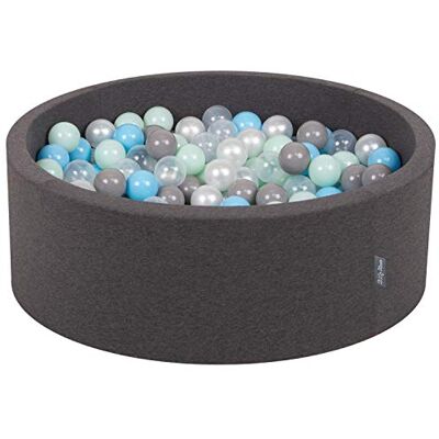 KiddyMoon 90X30cm/200 Balles ∅ 7Cm Piscine À Balles Pour Bébé Rond, Gris Foncé:Perle/Gris/Transparent/Baby Blue/Menthe KiddyMoon 90X30cm/200 Balles ∅ 7Cm Piscine À Balles Pour Bébé Rond, Gris Foncé:Perle/Gris/Transparent/Baby Blue/Menthe