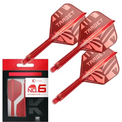 Target Darts Patterned K-Flex No.6 Flights & Shafts, Alle Maten Short/Intermediate/Medium, Zwart/Transparant/Rood, patroon, All-in-One Dart Flight-Schaft-Systeem, Kflex Target Darts Patterned K-Flex No.6 Flights & Shafts, Alle Maten Short/Intermediate/Medium, Zwart/Transparant/Rood, patroon, All-in-One Dart Flight-Schaft-Systeem, Kflex