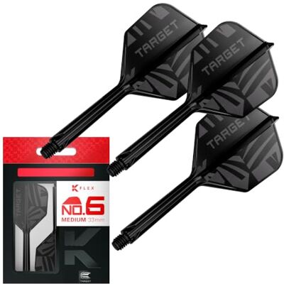 Target Darts Patterned K-Flex No.6 Flights & Shafts, Alle Maten Short/Intermediate/Medium, Zwart/Transparant/Rood, patroon, All-in-One Dart Flight-Schaft-Systeem, Kflex Target Darts Patterned K-Flex No.6 Flights & Shafts, Alle Maten Short/Intermediate/Medium, Zwart/Transparant/Rood, patroon, All-in-One Dart Flight-Schaft-Systeem, Kflex