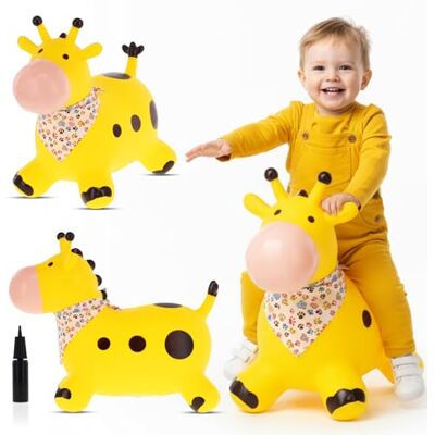 Sun Animal sauteur gonflable, jouet enfant 1 an pour l'intérieur et l'extérieur, design ergonomique, pompe manuelle incluse (Girafe jaune) Sun Animal sauteur gonflable, jouet enfant 1 an pour l'intérieur et l'extérieur, design ergonomique, pompe manuelle incluse (Girafe jaune)