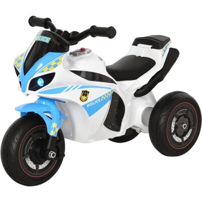 HOMCOM Porteur Enfants Moto de Course Effets Musicaux Lumineux Bleu Blanc HOMCOM Porteur Enfants Moto de Course Effets Musicaux Lumineux Bleu Blanc