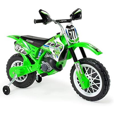 INJUSA Moto Cross Électrique CR Enfants 3-6 Ans avec Batterie 6V Bandes en Caoutchouc sur la Roue Motrice + Roues de Support + Poignée Accélérateur + Vitesse 5 km/h + Vert INJUSA Moto Cross Électrique CR Enfants 3-6 Ans avec Batterie 6V Bandes en Caoutchouc sur la Roue Motrice + Roues de Support + Poignée Accélérateur + Vitesse 5 km/h + Vert