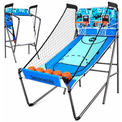 SereneLife Jeu de Basketball d'Arcade en Intérieur, Double Panier Pliable Robuste avec Tableau de Bord Électronique de Points, Minuteur de Jeu, Cadre Préassemblé, Ballons de Basket inclus, Bleu SereneLife Jeu de Basketball d'Arcade en Intérieur, Double Panier Pliable Robuste avec Tableau de Bord Électronique de Points, Minuteur de Jeu, Cadre Préassemblé, Ballons de Basket inclus, Bleu