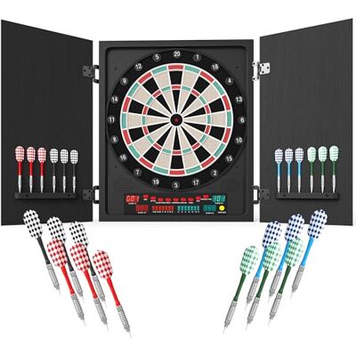 HOMCOM Cible Jeu de Fléchettes Électronique Refermable 27 Jeux LED Noir HOMCOM Cible Jeu de Fléchettes Électronique Refermable 27 Jeux LED Noir
