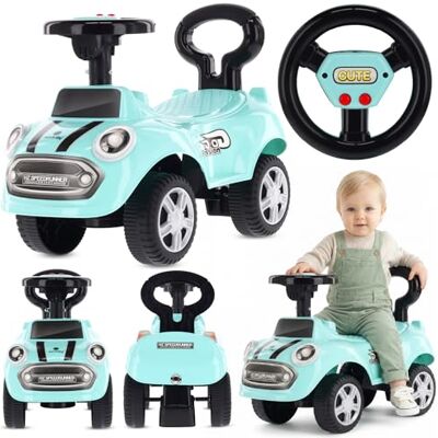 Sun Voiture pour enfant toboggan dès 1 an, trotteur, d'intérieur, véhicule avec sons (Sage) Sun Voiture pour enfant toboggan dès 1 an, trotteur, d'intérieur, véhicule avec sons (Sage)
