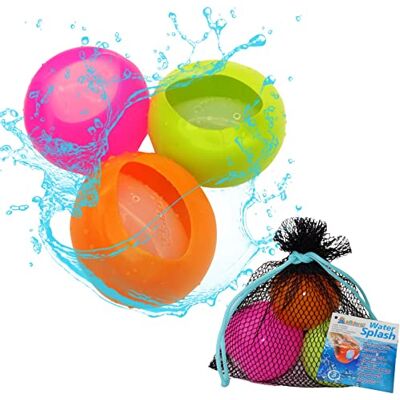 alldoro 63037 Water Splash Lot de 3 ballons à eau, réutilisables et à fermeture automatique, diamètre : 6 cm, pour jardin, plage, enfants à partir de 3 ans et adultes, orange/vert/rose alldoro 63037 Water Splash Lot de 3 ballons à eau, réutilisables et à fermeture automatique, diamètre : 6 cm, pour jardin, plage, enfants à partir de 3 ans et adultes, orange/vert/rose