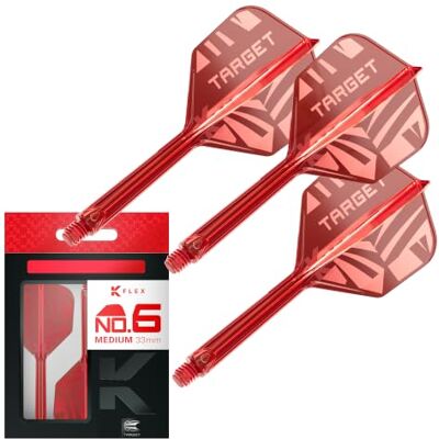 Target Darts Patterned K-Flex No.6 Flights & Shafts, Alle Maten Short/Intermediate/Medium, Zwart/Transparant/Rood, patroon, All-in-One Dart Flight-Schaft-Systeem, Kflex Target Darts Patterned K-Flex No.6 Flights & Shafts, Alle Maten Short/Intermediate/Medium, Zwart/Transparant/Rood, patroon, All-in-One Dart Flight-Schaft-Systeem, Kflex