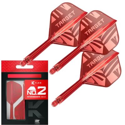 Target Darts Patterned K-Flex No.2 Flights & Shafts, Alle Maten Short/Intermediate/Medium, Zwart/Transparant/Rood, patroon, All-in-One Dart Flight-Schaft-Systeem, Kflex Target Darts Patterned K-Flex No.2 Flights & Shafts, Alle Maten Short/Intermediate/Medium, Zwart/Transparant/Rood, patroon, All-in-One Dart Flight-Schaft-Systeem, Kflex