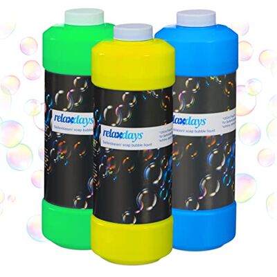 Relaxdays Lot de 3 recharges pour machine à bulles de savon Multicolore 1 l Relaxdays Lot de 3 recharges pour machine à bulles de savon Multicolore 1 l
