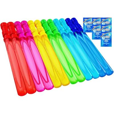 JOYIN Lot de 6 grandes baguettes à bulles de 118 ml pour enfants, 37 cm avec solution de recharge de bulles pour jouets d'été, activités de plein air, panier de Pâques, cadeau d'anniversaire JOYIN Lot de 6 grandes baguettes à bulles de 118 ml pour enfants, 37 cm avec solution de recharge de bulles pour jouets d'été, activités de plein air, panier de Pâques, cadeau d'anniversaire