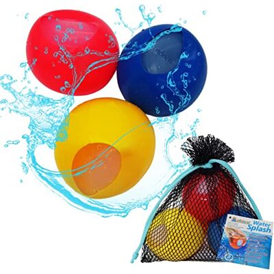 alldoro 63038 Water Splash Lot de 3 ballons à eau, réutilisables et à fermeture automatique, diamètre : 6 cm, pour jardin, plage, enfants à partir de 3 ans et adultes, rouge/bleu/jaune alldoro 63038 Water Splash Lot de 3 ballons à eau, réutilisables et à fermeture automatique, diamètre : 6 cm, pour jardin, plage, enfants à partir de 3 ans et adultes, rouge/bleu/jaune