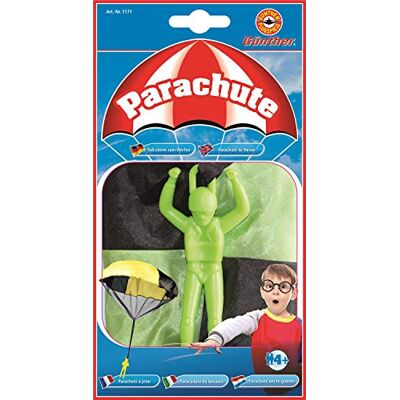 GÜNTHER FLUGSPIELE Paul Günther 1171 Parachute, parachute à lancer, diamètre env. 46 cm, couleurs assorties, idéal comme cadeau pour s'amuser comme un fou GÜNTHER FLUGSPIELE Paul Günther 1171 Parachute, parachute à lancer, diamètre env. 46 cm, couleurs assorties, idéal comme cadeau pour s'amuser comme un fou