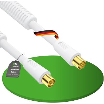 conecto 5m câble d'antenne TV, câble coaxial IEC mâle/IEC Femelle, Blanc conecto 5m câble d'antenne TV, câble coaxial IEC mâle/IEC Femelle, Blanc