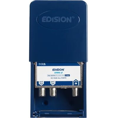Edision OMS-2 Partiteur de poteau 2 sorties, extérieur séparateur satellite et TV, connecteur F, distributeur de signal TV, 5-2400Mhz, DVB-S2, DVB-T2, DVB-C, Passage DC, Boîte d'extérieur, 2-voies Edision OMS-2 Partiteur de poteau 2 sorties, extérieur séparateur satellite et TV, connecteur F, distributeur de signal TV, 5-2400Mhz, DVB-S2, DVB-T2, DVB-C, Passage DC, Boîte d'extérieur, 2-voies