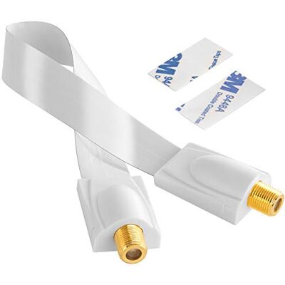 POPPSTAR 28cm SAT Raam Doorvoer (0,2 mm Raamdoorvoer SAT Kabel heel Vlak), Koppeling (F-connector), Vergulde Contacten, 2 Kleefpads, Wit POPPSTAR 28cm SAT Raam Doorvoer (0,2 mm Raamdoorvoer SAT Kabel heel Vlak), Koppeling (F-connector), Vergulde Contacten, 2 Kleefpads, Wit