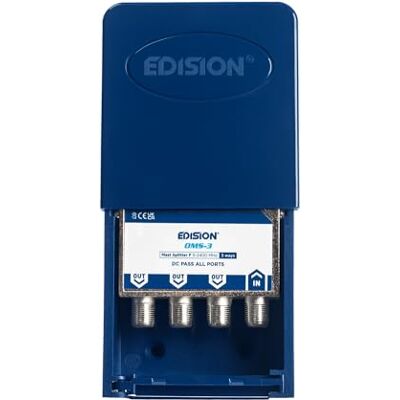 Edision OMS-3 Partiteur de poteau 3 sorties, extérieur séparateur satellite et TV, connecteur F, distributeur de signal TV, 5-2400Mhz, DVB-S2, DVB-T2, DVB-C, Passage DC, Boîte d'extérieur, 3-voies Edision OMS-3 Partiteur de poteau 3 sorties, extérieur séparateur satellite et TV, connecteur F, distributeur de signal TV, 5-2400Mhz, DVB-S2, DVB-T2, DVB-C, Passage DC, Boîte d'extérieur, 3-voies