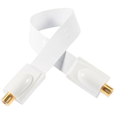 POPPSTAR 52cm SAT Raam Doorvoer (0,2 mm Raamdoorvoer SAT Kabel heel Vlak), Koppeling (F-connector), Vergulde Contacten, 2 Kleefpads, Wit POPPSTAR 52cm SAT Raam Doorvoer (0,2 mm Raamdoorvoer SAT Kabel heel Vlak), Koppeling (F-connector), Vergulde Contacten, 2 Kleefpads, Wit