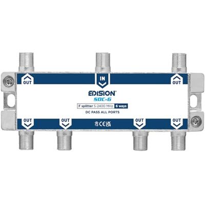Edision SDC-6 partiteur d'antenne TV 6 sorties, répartiteur satellite et TV avec connecteur F, distributeur de signal TV, fréquences 5-2400Mhz, DVB-S2, DVB-T2, DVB-C, Passage de DC, 6 voies Edision SDC-6 partiteur d'antenne TV 6 sorties, répartiteur satellite et TV avec connecteur F, distributeur de signal TV, fréquences 5-2400Mhz, DVB-S2, DVB-T2, DVB-C, Passage de DC, 6 voies